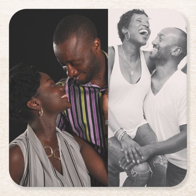 Anpassad 2 fotosida på Dubblan Underlägg Papper Kvadrat (Framsidan)