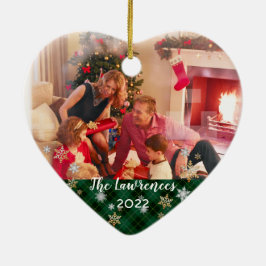 Anpassad 2-sidig julgratt grön-rutig Merry Christm Julgransprydnad Keramik
