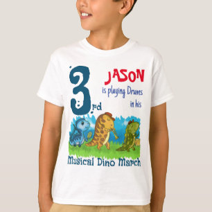 Anpassad 3-års musikalisk Dino March T-shirt