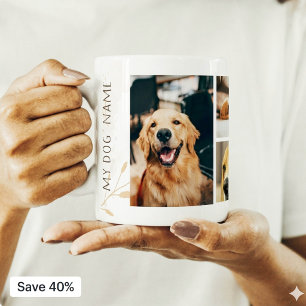 Anpassad 3 Foto Collage Hund Minnes Kaffe Mugg