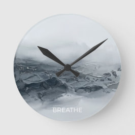 Anpassad 3D Svart Grå Abstrakt Berg Konst Rund Klocka