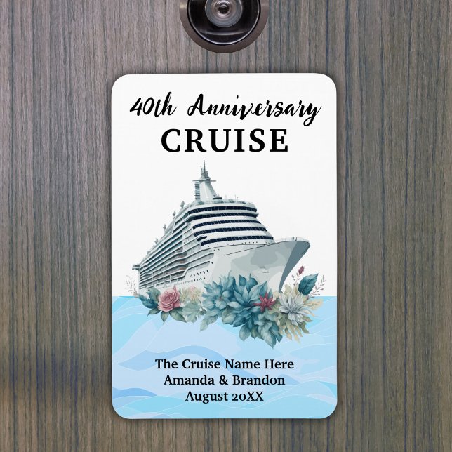 Anpassad 40-årsjubileumskryssningsdörr magnet (Custom 40th Anniversary Cruise Cabin Door Magnet
)