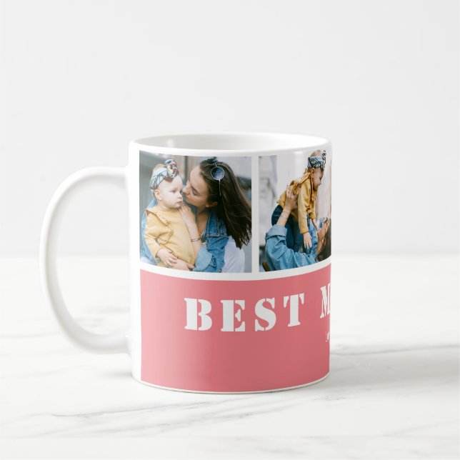 Anpassad 4 Foto Bästa Mamma Någonsin Kaffemugg (Vänster)