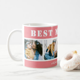Anpassad 4 Foto Bästa Mamma Någonsin Rosa Kaffemug Kaffemugg
