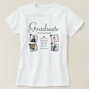 Anpassad 4 Foto Collage Klass 2026 Examen T Shirt
