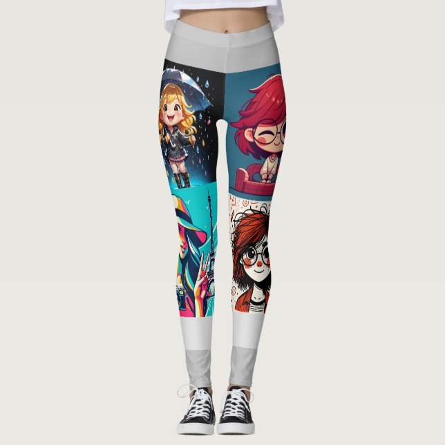 Anpassad 4 Foto Collage Leggings (Framsida)