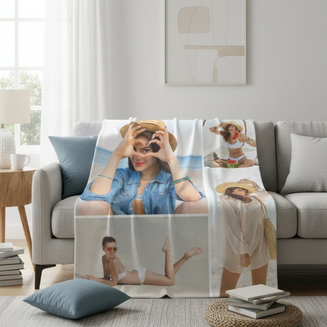 Anpassad 4 Foto Collage Personlig Mysig Fleecefilt (Skapare uppladdad)