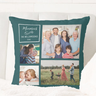Anpassad 4 Fotokollage Personlig Modern Familj Kudde