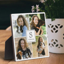 Anpassad 4 Fotoskollasj med monogram och namn