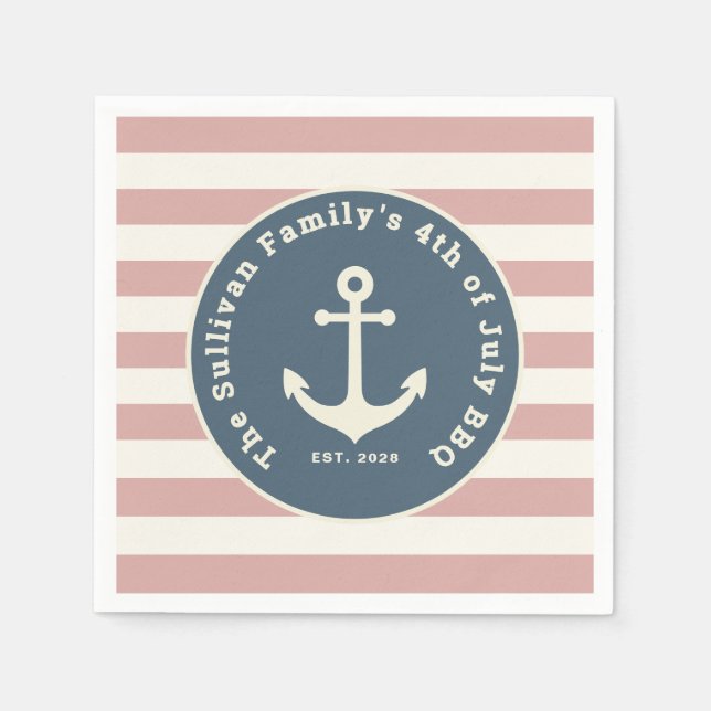 Anpassad 4 juli BBQ Familjenamn Nautilus Pappersservett (Framsidan)