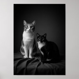 Anpassad 4K svart-vit husdjurporträttaffisch Poster