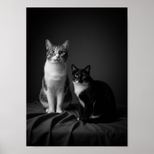 Anpassad 4K svart-vit husdjurporträttaffisch Poster