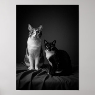 Anpassad 4K svart-vit husdjurporträttaffisch Poster