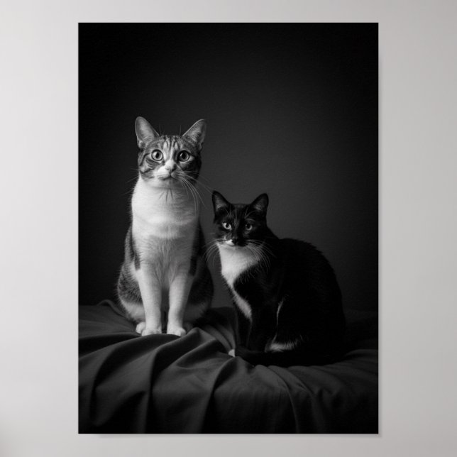Anpassad 4K svart-vit husdjurporträttaffisch  Poster (Framsidan)