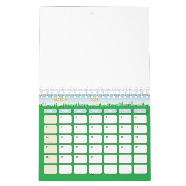 Anpassad 5,5" L x 7" B Färgrika Årstider Kalender (Mar 2027)