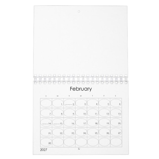 Anpassad 5,5" L x 7" B Modern Test Kalender (Feb 2027)