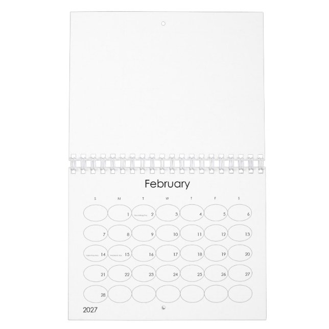Anpassad 5,5" L x 7" B Moderna Bubblor Kalender (Feb 2027)