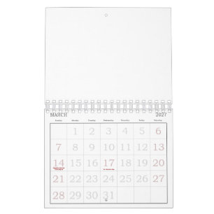 Anpassad 5,5" L x 7" B Stora Nummer Full Kalender