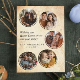 Anpassad 5-bildskollage rustik påskkort inbjudningar