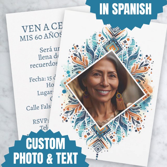 Anpassad 60-årsfest inbjudan mönster (Foto Personalizada Invitación de 60 Años Pattern Invitation)