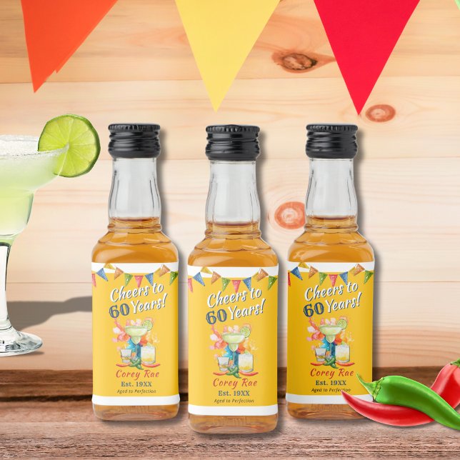 Anpassad 60-årsfirande Margarita Tequila-fest Spritflaskor Etikett (Skapare uppladdad)