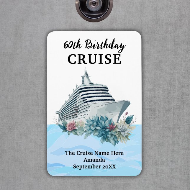 Anpassad 60-årsfödelsedags kryssningskabin dörr magnet (Custom 60th Birthday Cruise Cabin Door Magnet
)