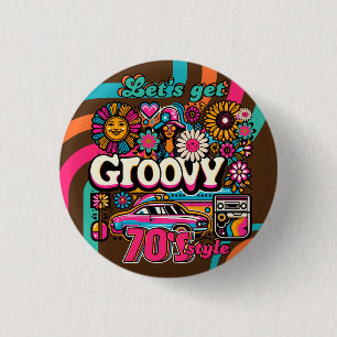 Anpassad 70-tals Retro Disco Födelsedags Boogie Gr Knapp