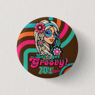 Anpassad 70-tals Retro Disco Födelsedags Boogie Gr Knapp