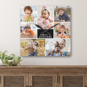 Anpassad 7 Foto Collage Familjen Är Allt Citat Fyrkantig Klocka