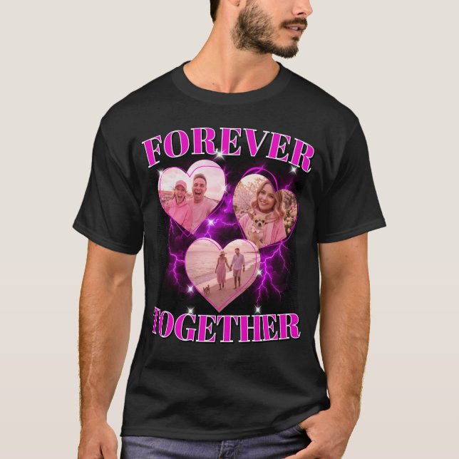 Anpassad 80-tals 90-tals Rosa Hjärtan Retro Bootle T Shirt (Framsida)