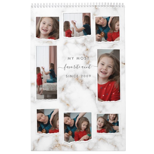 Anpassad 8 Åtta Foto Collage Modern Elegant Familj Kalender (Omslag)