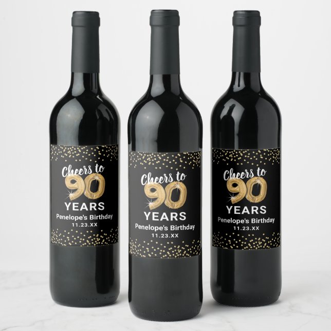 Anpassad 90-årsdag vinflaska etikett (Flaskor)