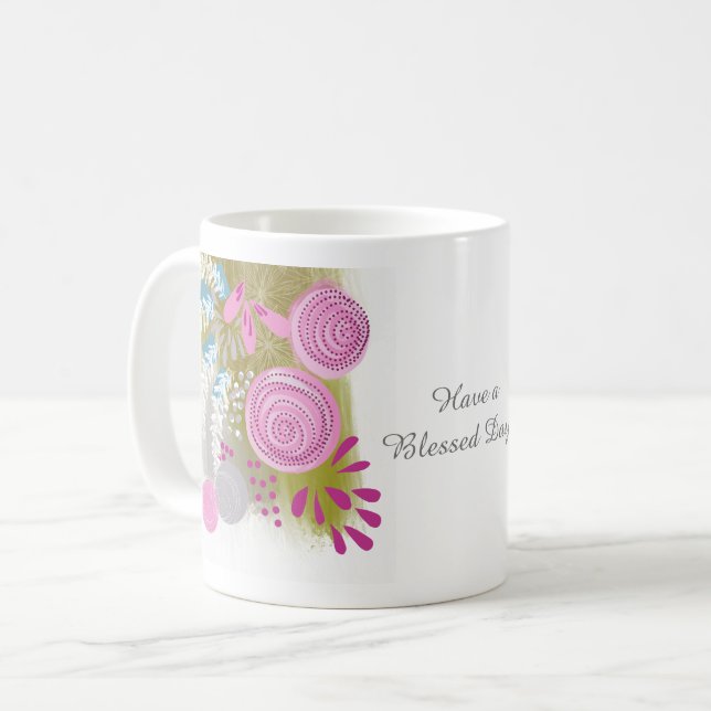 Anpassad Abstrakt Blomma Kaffemugg (Framsida vänster)
