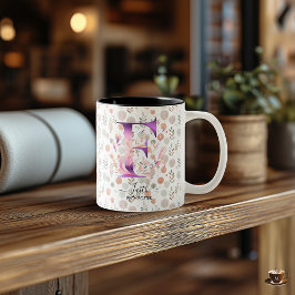 Anpassad Abstrakt Boho Chic Monogramm Kopp - F