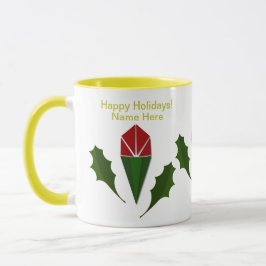 Anpassad Abstrakt Röd ros, Heliga Helgdag Gult Mugg