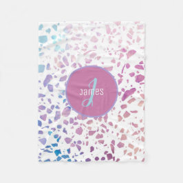 Anpassad Abstrakt Terrazzo Rosa & Blue Mönster Fleecefilt