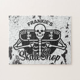 Anpassad ADD NAMN Skalle Skateboard Skatebutik Pussel