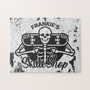 Anpassad ADD NAMN Skalle Skateboard Skatebutik Pussel