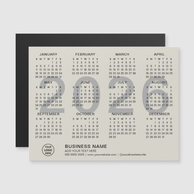 Anpassad affärskalender 2026 Magnetisk (Fram/baksida)