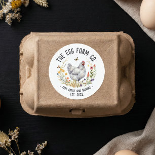 Anpassad Äggfarm Klistermärke Vattenfärg Höna Logo
