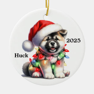 Anpassad Akita-Hund Julgransprydnad Keramik