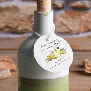 Anpassad akvarell Citrus Citron Olivolja Flaska Gåvor Etiketter