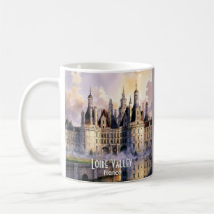 Anpassad akvarell Frankrike Loire-dalen Retro Slot Kaffemugg