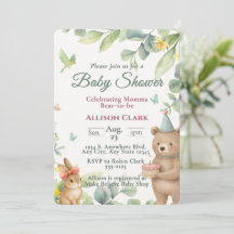 Anpassad akvarell Skogsdjur Baby Shower