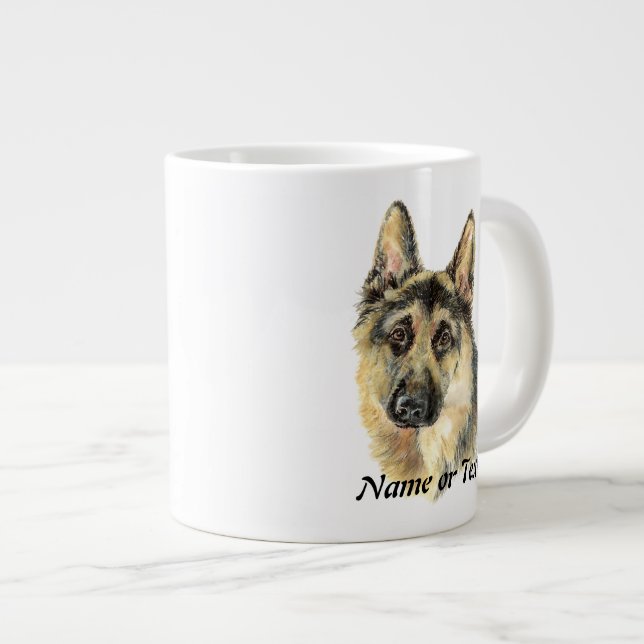 Anpassad akvarell tysk schäferhund husdjur hund jumbo mugg (Framsida höger)