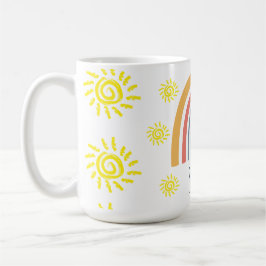 Anpassad akvarell Whimsical Boho regnbåge och sol Kaffemugg