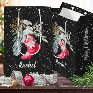 Anpassad akvarellskrift Elegant julstrumpa Christm