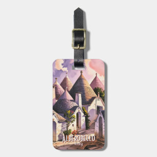 Anpassad Alberobello Trulli Hus Italien Akvarell Bagagebricka
