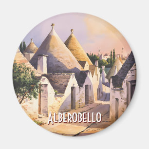 Anpassad Alberobello Trulli-Hus Italien Akvarell Magnet