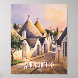 Anpassad Alberobello Trulli-Hus Italien Akvarell Poster